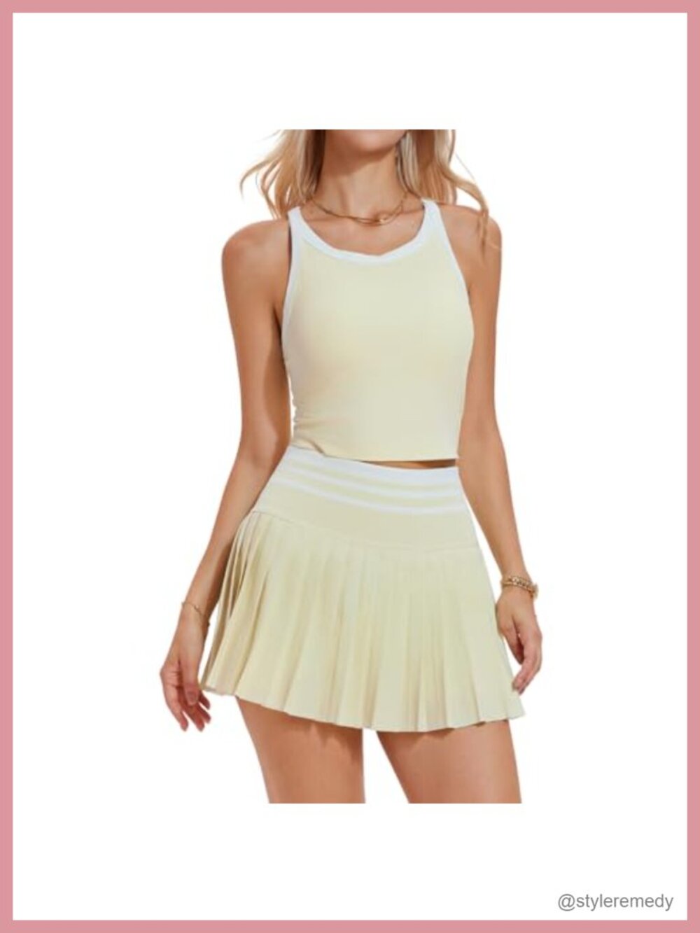 2 Piece Tennis Skirt Set for Women High Waisted Athletic Golf Outfit with